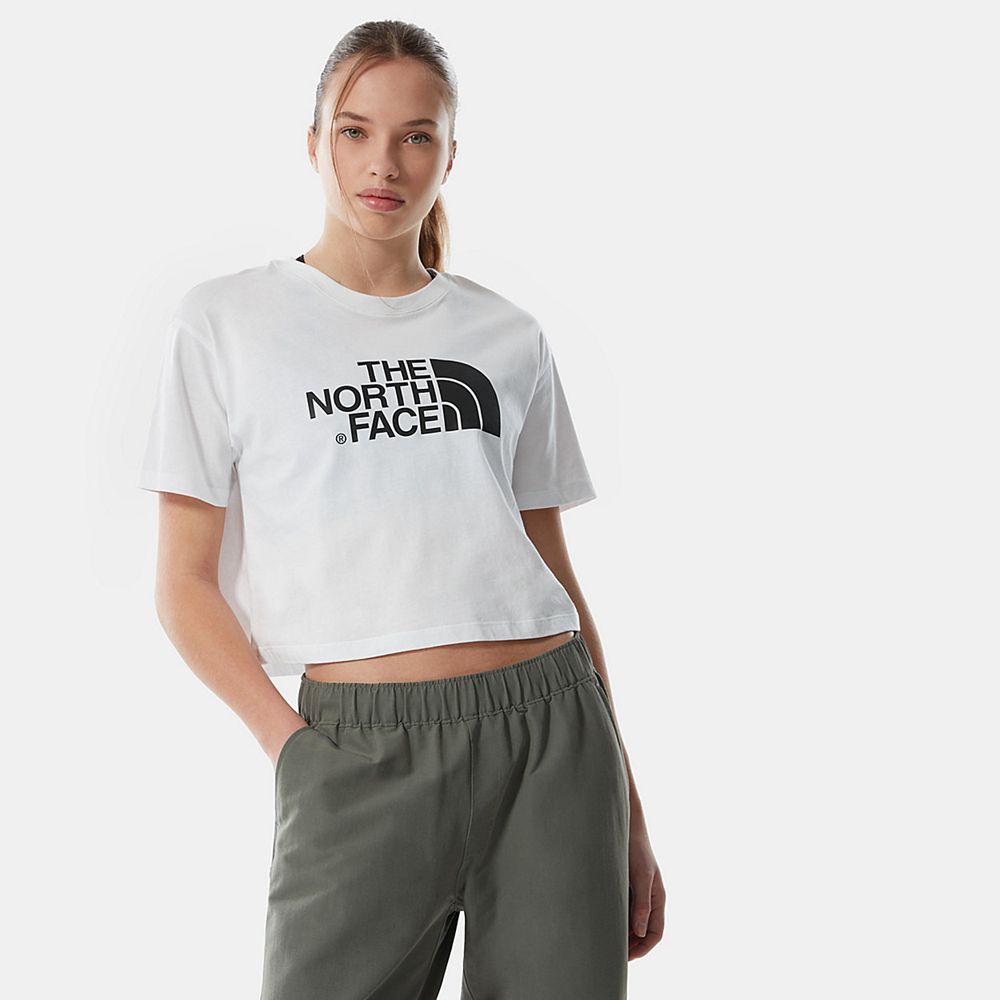 The North Face T-Shirts Womens Australia - The North Face Easy Cropped White (LNS-153982)